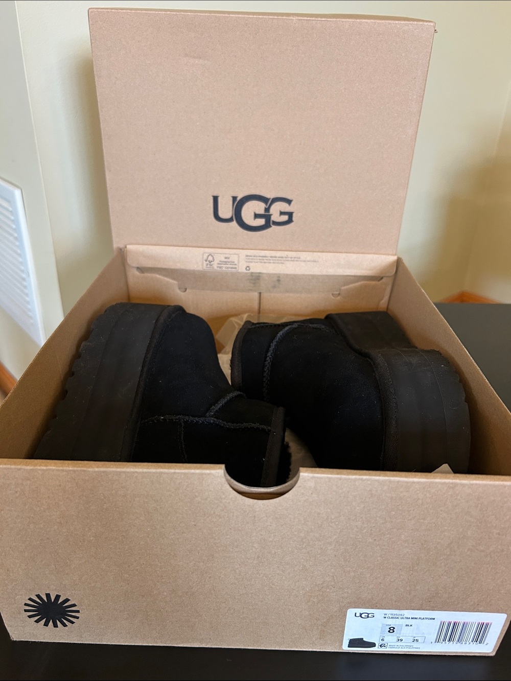 UGG Black Platform Mini Sneaker Boots
